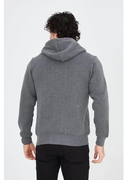 Unisex Tam Fermuarlı Kapşonlu Sweatshirt - Füme fiyatları