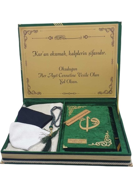 Dini Hediye Orta Reşal Kutulu Kuran'ı Kerim (5 Li Set)Yeşil (Bay) modelleri