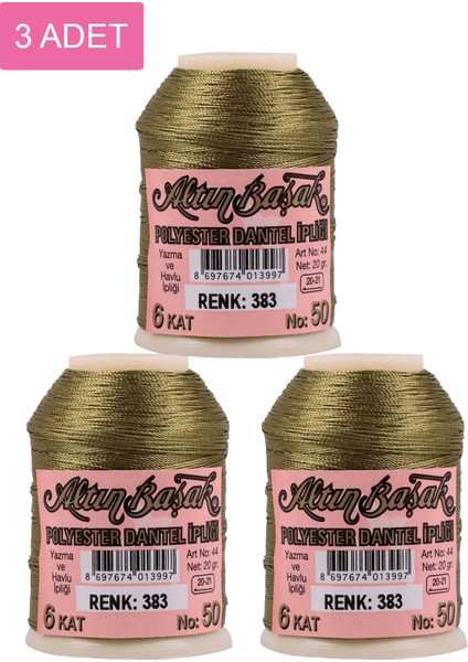 3 Adet Altınbaşak Oya ve Dantel Ipi 20 gr - Royaleks - No: 383