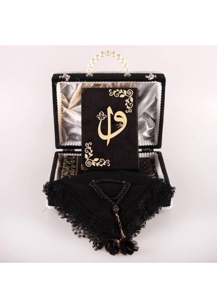 Çeyizlik Kadife Çantalı Hafız Boy Kuranı Kerim (Siyah) fiyatları