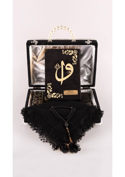 Çeyizlik Kadife Çantalı Hafız Boy Kuranı Kerim (Siyah) modelleri