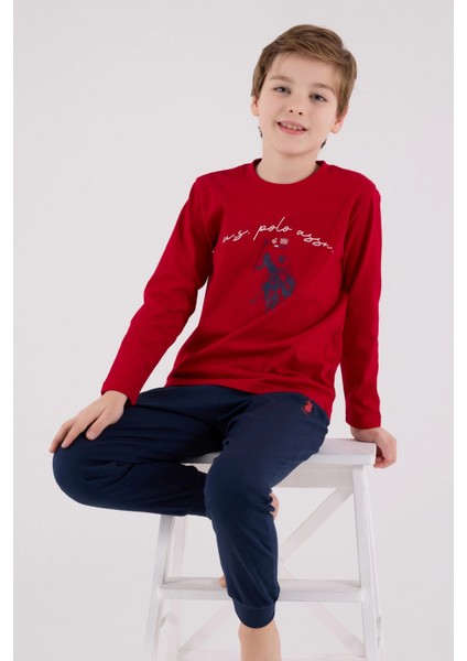 U.s. Polo Assn Uzun Kol Pijama Takım US2233-4 Kırmızı