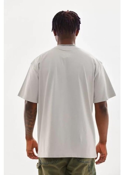 Unisex Baskılı Oversize T-Shirt - Gri fiyatları