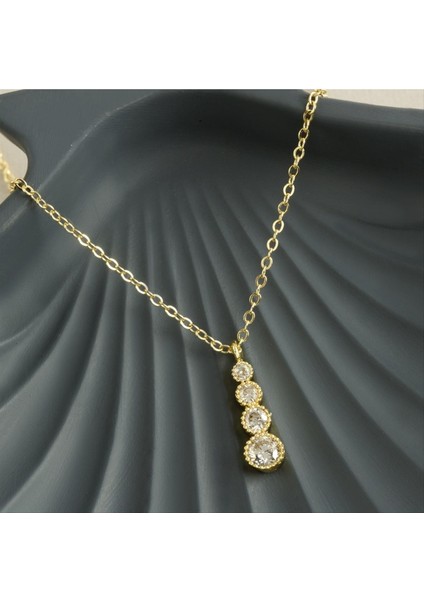 Yuvarlak Zirkon Taşlı Trend Kolye