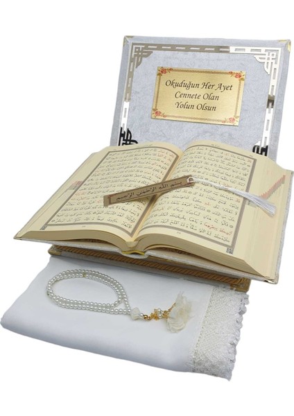 Kişiye Özel Reşal Kutulu Orta Boy Kur'an-I Kerim (Beyaz)