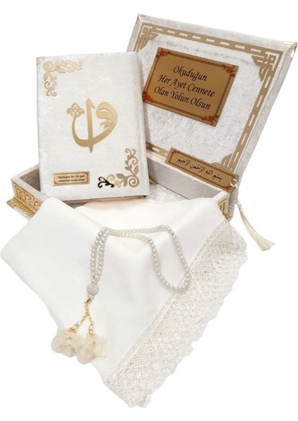 Kişiye Özel Reşal Kutulu Orta Boy Kur'an-I Kerim (Beyaz) modelleri