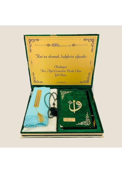 Orta Reşal Kutulu Kuran (5 Li Set) Yeşil modelleri