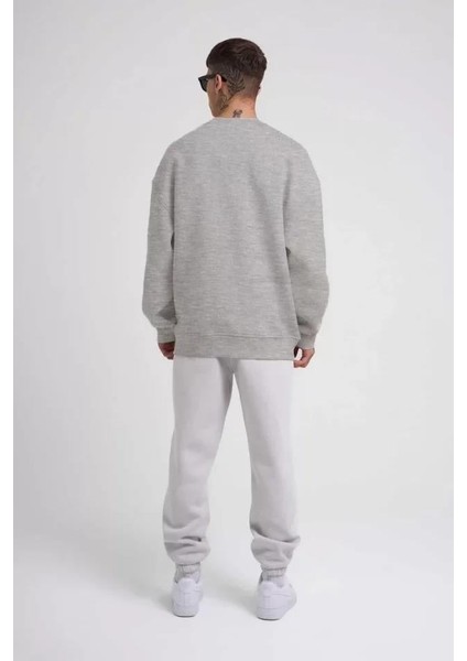 Unisex Biskilet Yaka Üç Iplik Sweatshirt - Gri modelleri