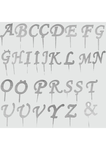 Gümüş Renkli Harf Pasta ve Kek Pleksi fiyatları