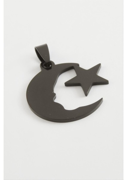 Ay Yıldız Çelik Kolye Ucu 3 cm