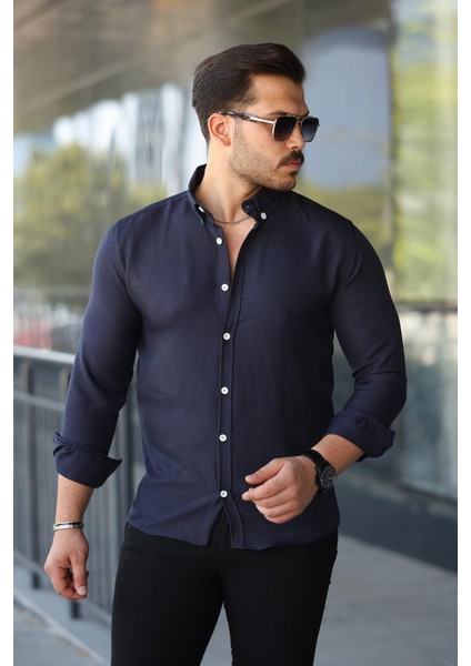 Erkek Uzun Kollu Regular Sofya Keten Gömlek