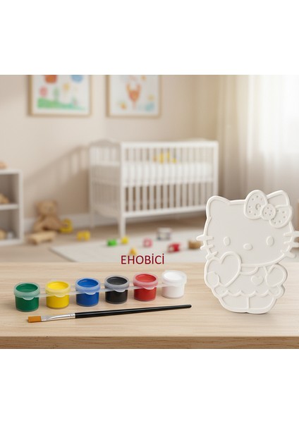 Ehobici Taş Boyama Seti Hello Kitty 6 Renk Akrilik Boya 5ml + Fırça