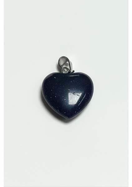 Lacivert Yıldız Kalpli Doğaltaş Kolye Ucu Küçük 1,5 cm