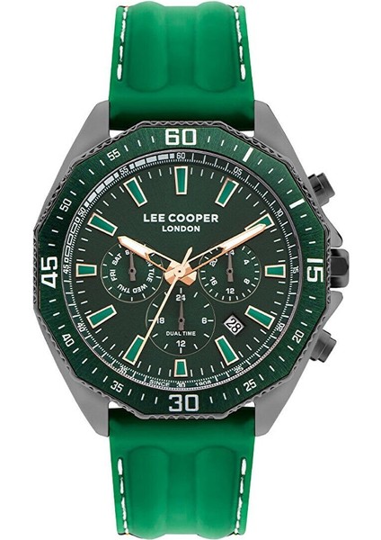 LC07848.077 Erkek Kol Saati | 45 mm Yeşil Kadran, Gri Çelik Kasa, Silikon Kordon