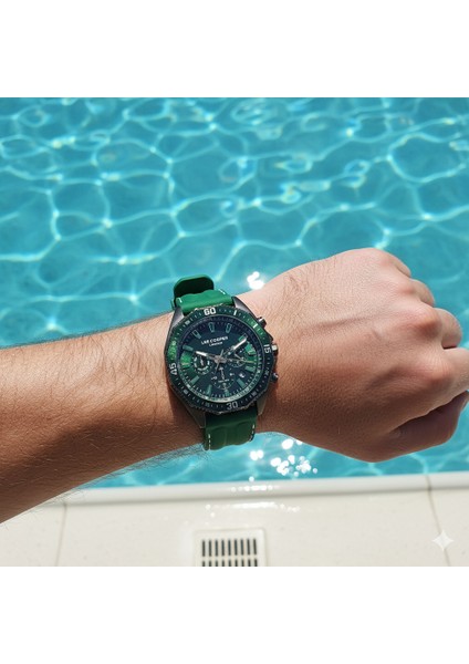 LC07848.077 Erkek Kol Saati | 45 mm Yeşil Kadran, Gri Çelik Kasa, Silikon Kordon fiyatları