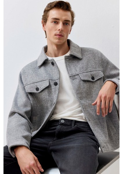 Erkek Yün Karışımlı Gri Ceket 0110600-80018