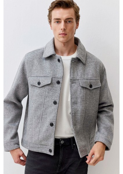 Erkek Yün Karışımlı Gri Ceket 0110600-80018 modelleri