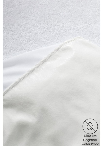 Alez Fitted Beyaz Pamuklu Su Sıvı Geçirmez Yatak Koruyucu Tek Çift Kişilik Terletmeyen Yatak Alezi