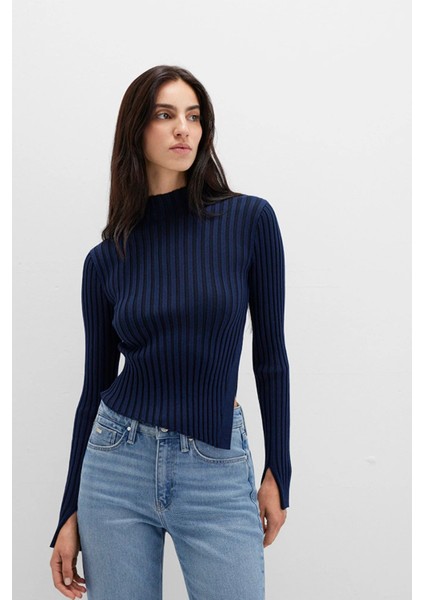 Yırtmaç Detaylı Lacivert Kazak 1710789-70497 fiyatları