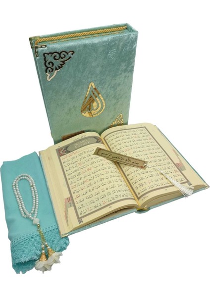Kişiye Özel Reşal Kutulu Orta Boy Kur'an-I Kerim (Su Yeşili) fiyatları