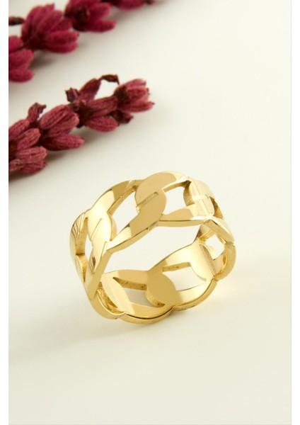 Zincir Şekilli Lüks Çelik Yüzük