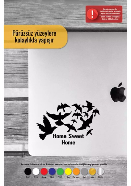 Kuşlar ve Sweet Home - Araç, Oto, Laptop, Duvar Uyumlu Sticker 30*21 cm fırsatları