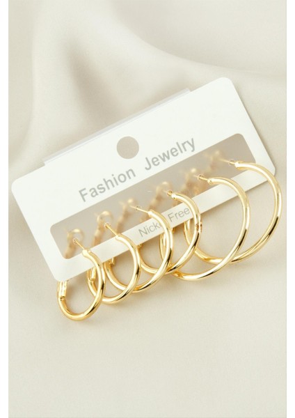 6 Adet Ince Boru Halka Küpe 2-2,5-3 cm