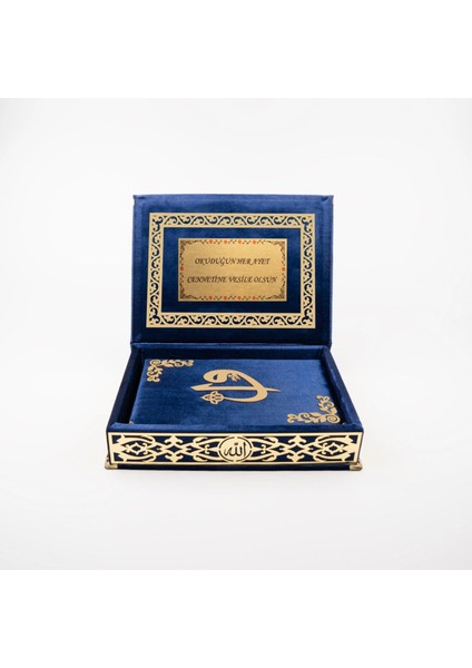 Raşel Kutulu Hediyelik Kuran-I Kerim (Orta Boy, Lacivert, Elif-Vav Gold Pleksi) fiyatları