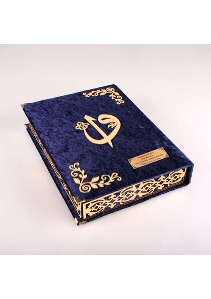 Raşel Kutulu Hediyelik Kuran-I Kerim (Orta Boy, Lacivert, Elif-Vav Gold Pleksi) fırsatları