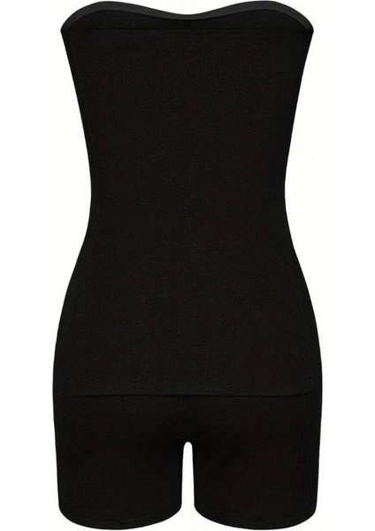 Kadın Iki Yanı Yırtmaçlı Straplez Bluzmini Tayt Kaşkorse Ikili Takım fırsatları