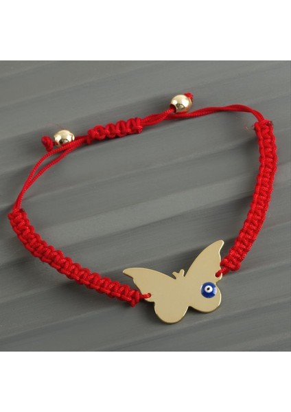 Kelebek Isim Yazılabilir Boş Plaka Örgülü Bileklik