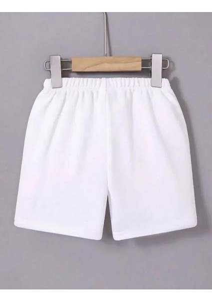 Beli Lastikli Baskılı Mini Şort - Beyaz fiyatları