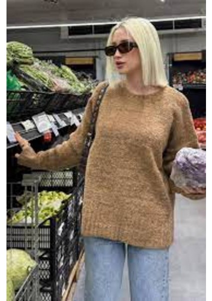 Kadın Oversize Bisiklet Yaka Kazak modelleri