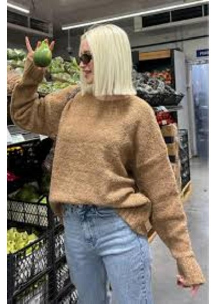 Kadın Oversize Bisiklet Yaka Kazak fırsatları