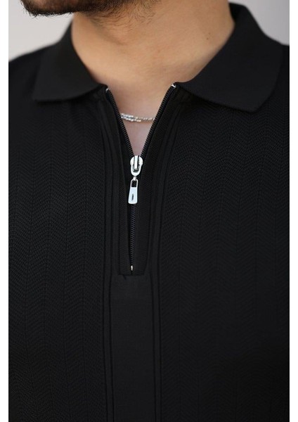 Erkek Yakası Fermuarlı Kısa Kollu T-Shirt modelleri