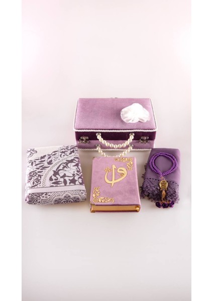 Dini Hediye Kadife Çantalı Çanta Boy Kuranı Kerim Bordo