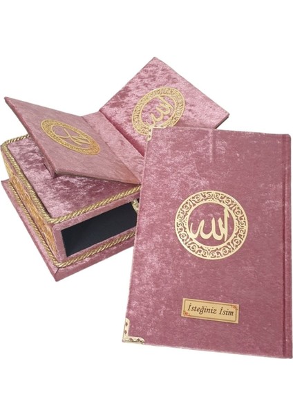 Masa Üstü Rahleli Kadife Kaplı Sandıklı Kuranı Kerim Seti Rahiya Serisi Gül Kurusu fırsatları