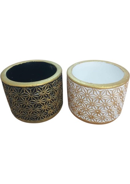 Dantel Desenli Saksı Seti 8x6,5cm+