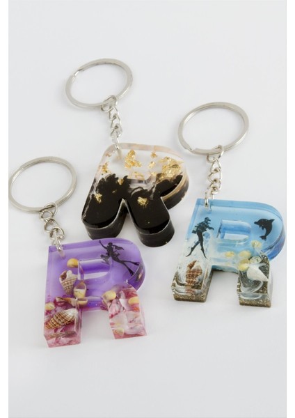 R Harfli Epoksi Anahtarlık