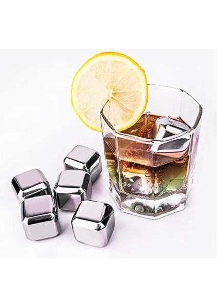 4'lü Çelik Metal Kaplama Viski Taşı Soğutma Buz Küpü modelleri