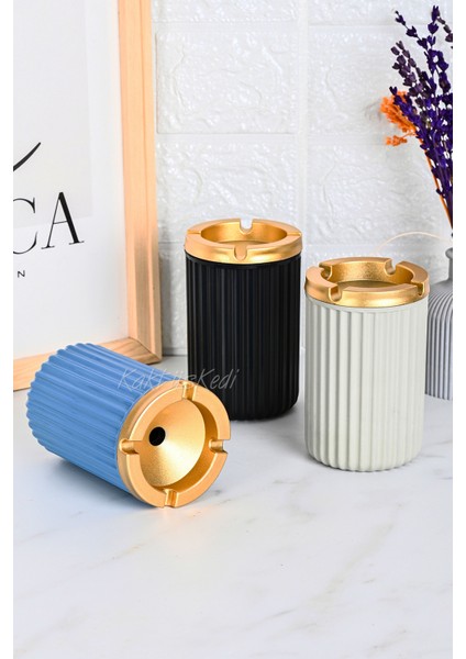 3'lü Set Gold Kapaklı Kokusuz Küllük 7178281