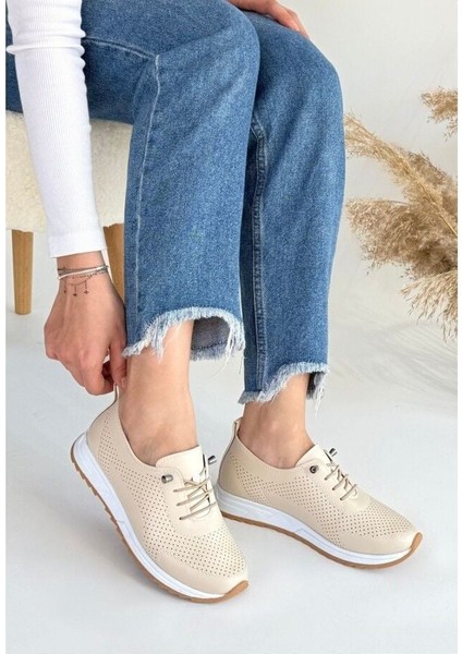 Bej Cilt Bağcıklı Spor Ayakkabı 261010 36 modelleri