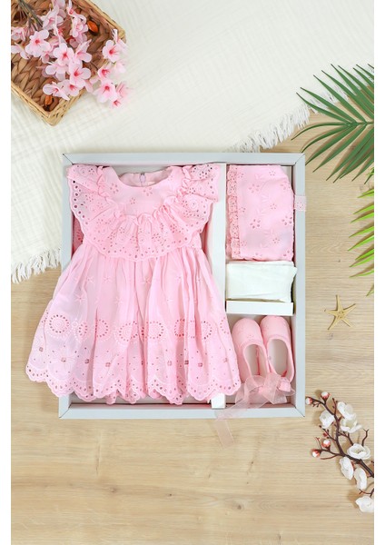Kız Bebek Pembe Mevlüt Elbisesi Gelinlik Fransız Dantelli Mevlit Takımı Bebek Mevlütlük Seti STL6983 fiyatları
