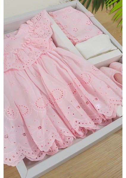 Kız Bebek Pembe Mevlüt Elbisesi Gelinlik Fransız Dantelli Mevlit Takımı Bebek Mevlütlük Seti STL6983 indirimleri
