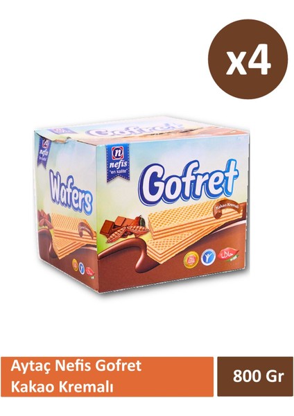 Nefis Gofret Kakao Kremalı 800 gr x 4 Adet fiyatları