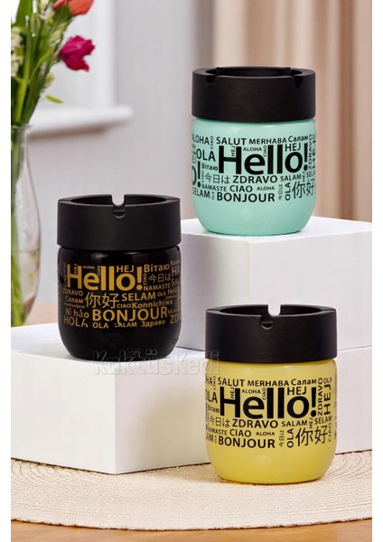 3 Adet Metal Kapaklı Kokusuz Hello Küllük Seti 7178091