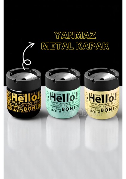 3 Adet Metal Kapaklı Kokusuz Hello Küllük Seti 7178091 fiyatları