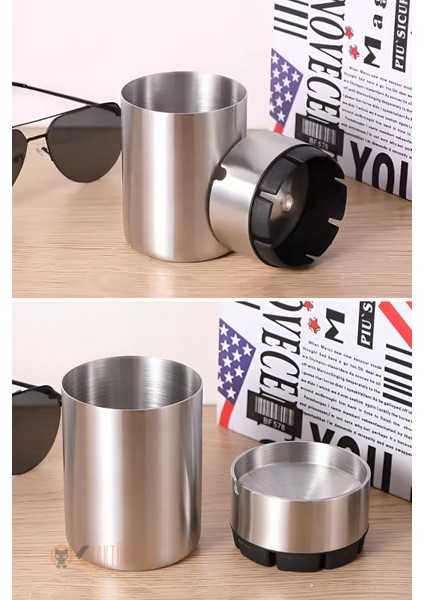 Paslanmaz Çelik 12 cm Kokusuz Küllük - Koku Vermeyen Kül Tablası 7178151