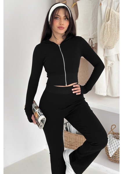 Kadın Likralı Fermuarlı Takım – Cesur & Vücuda Oturan Stil