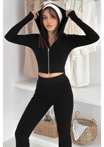 Kadın Likralı Fermuarlı Takım – Cesur & Vücuda Oturan Stil